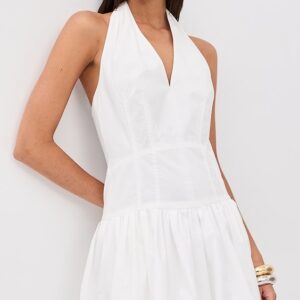 SIMKHAI Brooke Cotton Halter Mini Dress
