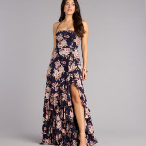 Windsor Brooke Floral A-Line Lace-Up Formal Dress Brooke Floral A-Line Lace-Up Formal Dress
