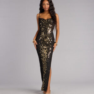 Brookelle Sequin Slit Formal Dress