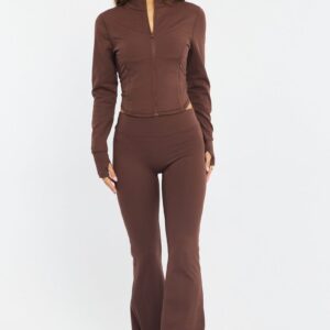Brown Active Flare Leg Pants