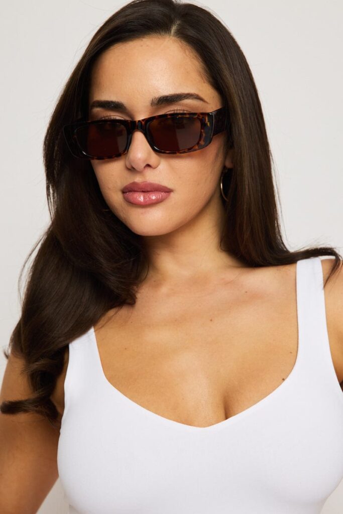 Brown Animal Print Square Sunglasses
