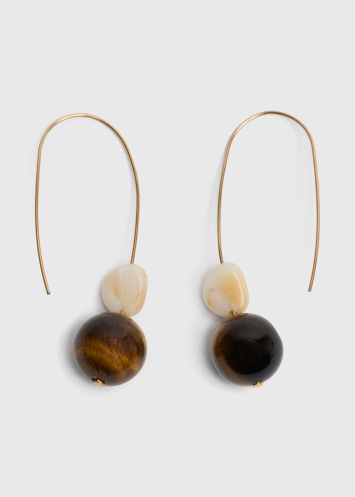 Brown Beaded Wire Hoop Earring Brown Beaded Wire Hoop Earring