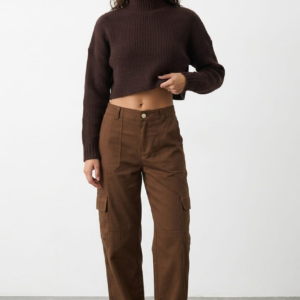 Brown Cargo Pants Mid Rise