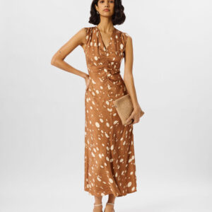 Brown Deer Spot Viscose Midi Dress Brown Deer Spot Viscose Midi Dress