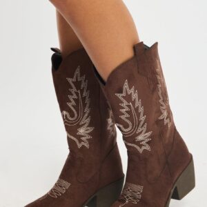Brown Embroidered Western Cowboy Boots