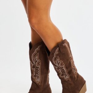 Brown Embroidered Western Cowboy Boots