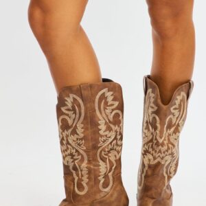 Brown Embroidered Western Cowboy Boots