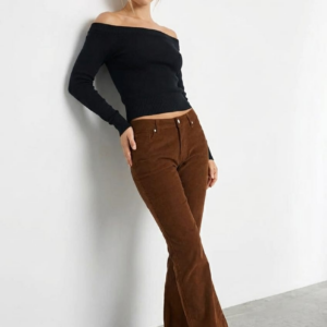 Ally Fashion Brown Flare Leg Pants Corduroy