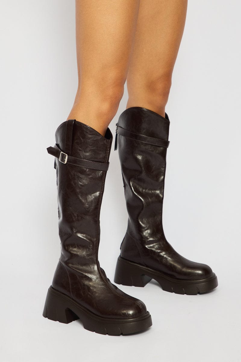Ally Fashion Brown Knee High Boots