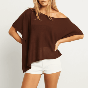 Ally Fashion Brown Knit Poncho Top Light Weight