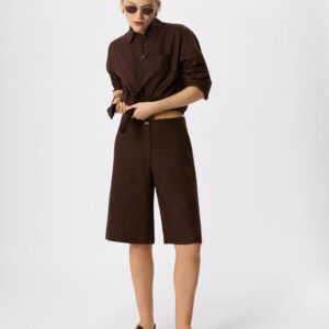 Brown Linen Bermuda Short