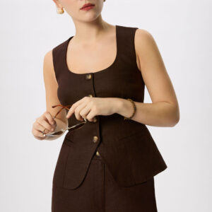 Brown Linen Waistcoat