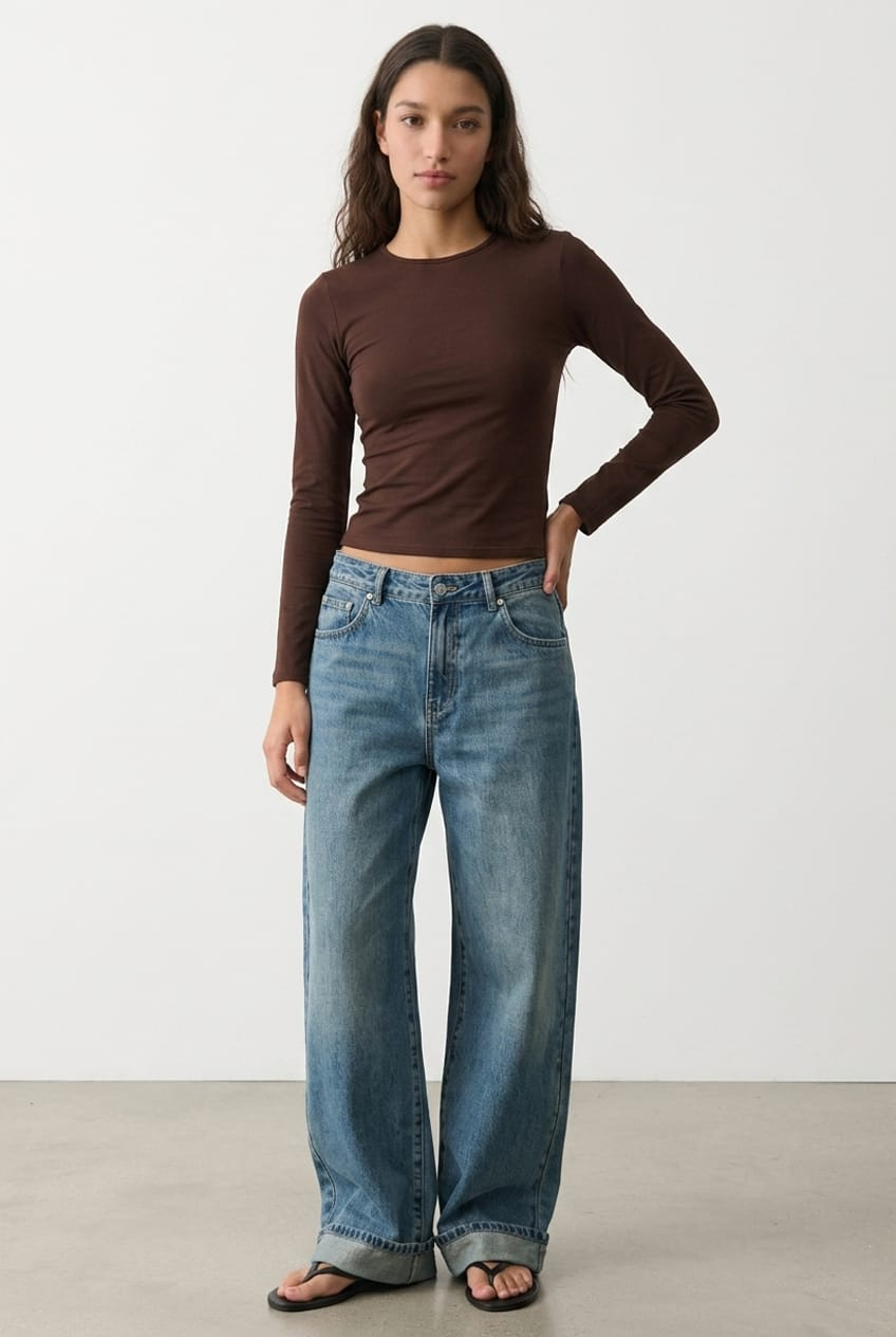 Ally Fashion Brown Long Sleeve Supersoft Top