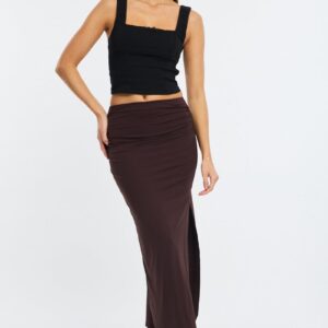 Ally Fashion Brown Maxi Skirt Elasticated Waist Bodycon Supersoft Brown Maxi Skirt Elasticated Waist Bodycon Supersoft