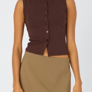 Brown Mini Skort Skirt High Rise Tailored
