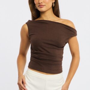 Brown Off Shoulder Top
