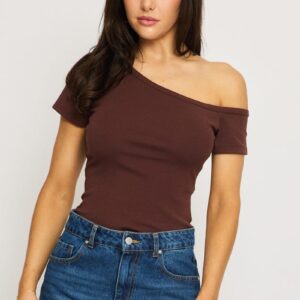 Brown One Shoulder Tee