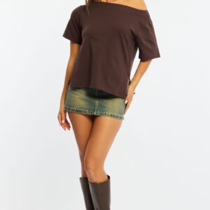 Brown One Shoulder Top