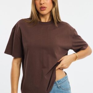 Ally Fashion Brown Oversized Tee Short Sleeve Brown Oversized Tee Short Sleeve