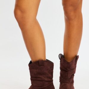 Ally Fashion Brown Ruched Ankle Boots