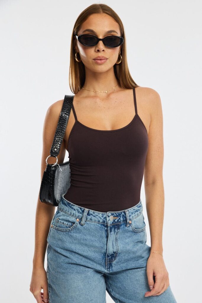 Ally Fashion Brown Singlet Top Seamless Brown Singlet Top Seamless
