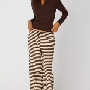 Ally Fashion Brown Stripe Relaxed Lounge Pants Brown Stripe Relaxed Lounge Pants