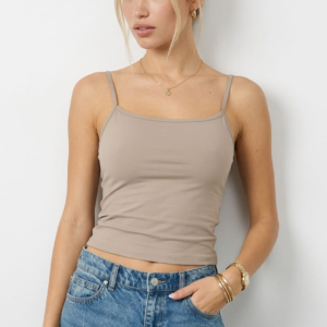Ally Fashion Brown Supersoft Cami Scoop Neck Strappy Slim Fit