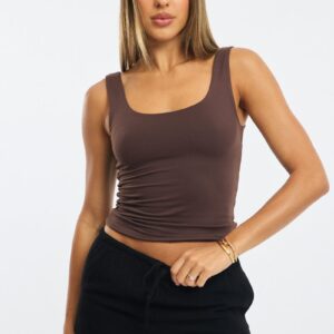 Brown Supersoft Top U Neck Sleeveless