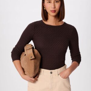 Brown Textured Circle Jersey Top