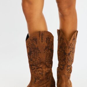 Ally Fashion Brown Western Cowboy Boots