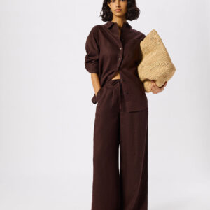 Brown Wide Leg Linen Trouser Brown Wide Leg Linen Trouser