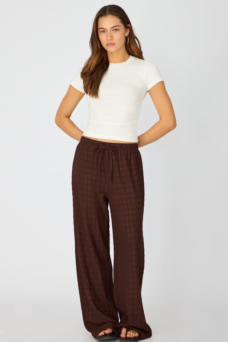 Ally Fashion Brown Wide Leg Pant Elasticated Waist