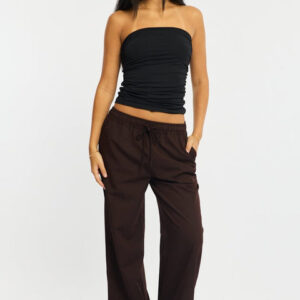 Brown Wide Leg Pants Elasticated Waist