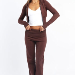 YIZHIYUAN CLOTHING CO., LTD. Brown Wide Leg Pants Knit Brown Wide Leg Pants Knit