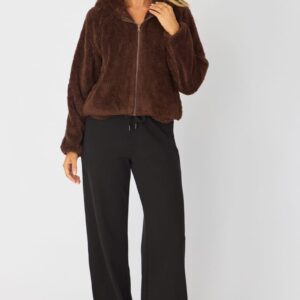 Brown Zip-up Hoodie Ultra Soft Teddy Fleece