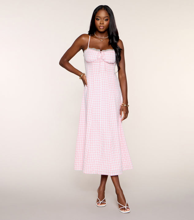 Windsor Brunch Booked Gingham Print A-Line Midi Dress