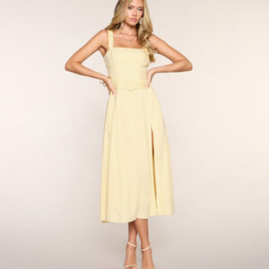 Brunch Booked Linen-Blend Midi Dress