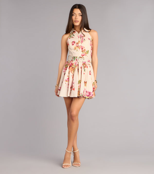 Windsor Brunch Plans Belted Floral Skater Dress