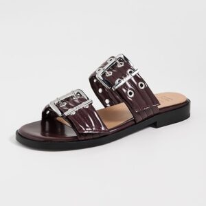 GANNI Buckle Two Strap Sandals Box Oleatex Buckle Two Strap Sandals Box Oleatex