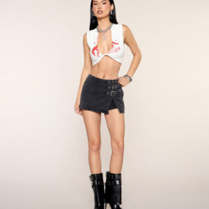 Buckled In Denim Mini Skort