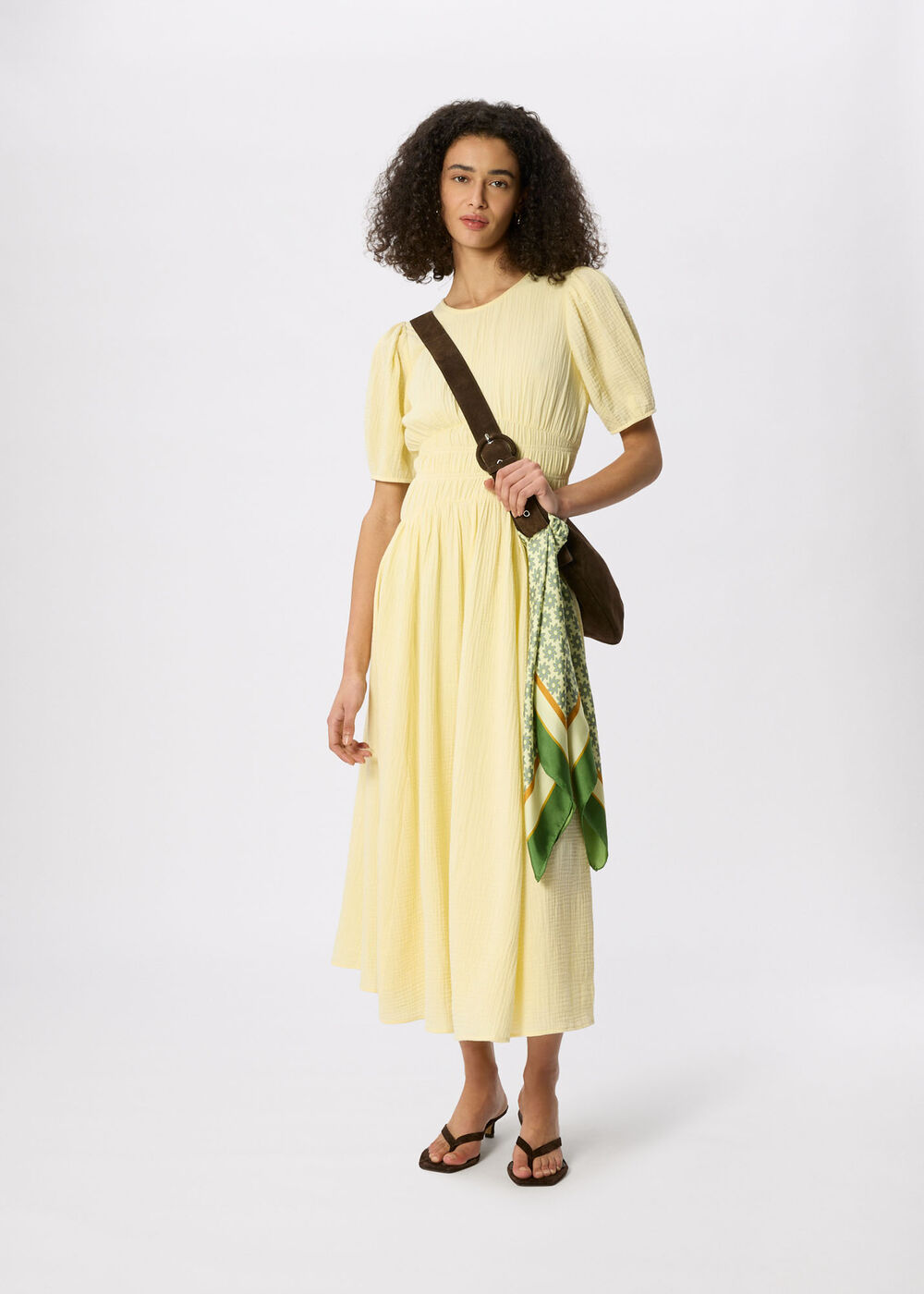 Butter Gathered Textured Midi Dress - Image 2