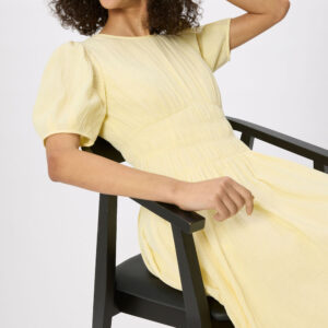 Butter Gathered Textured Midi Dress
