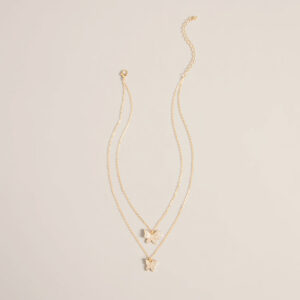Butterfly Effect Layered Rhinestone Pendant Necklace