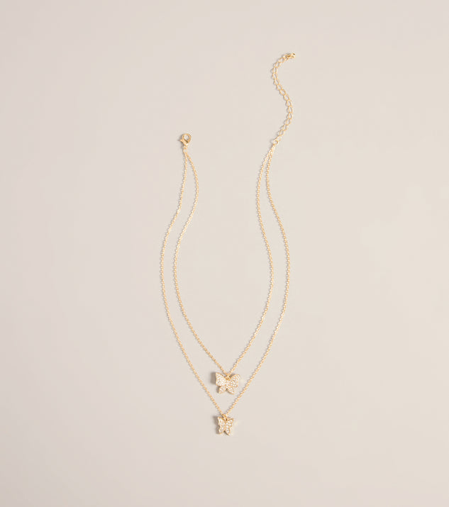 Windsor Butterfly Effect Layered Rhinestone Pendant Necklace