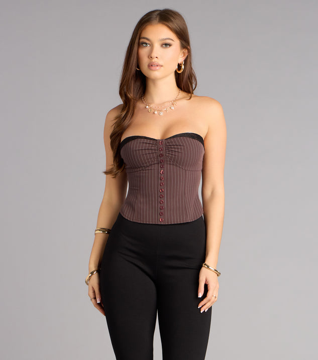 Windsor Buttoned Up After Hours Pinstripe Top