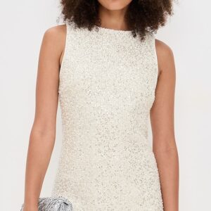 alice + olivia Cade Embellished Sleeveless Shift Mini Dress Cade Embellished Sleeveless Shift Mini Dress