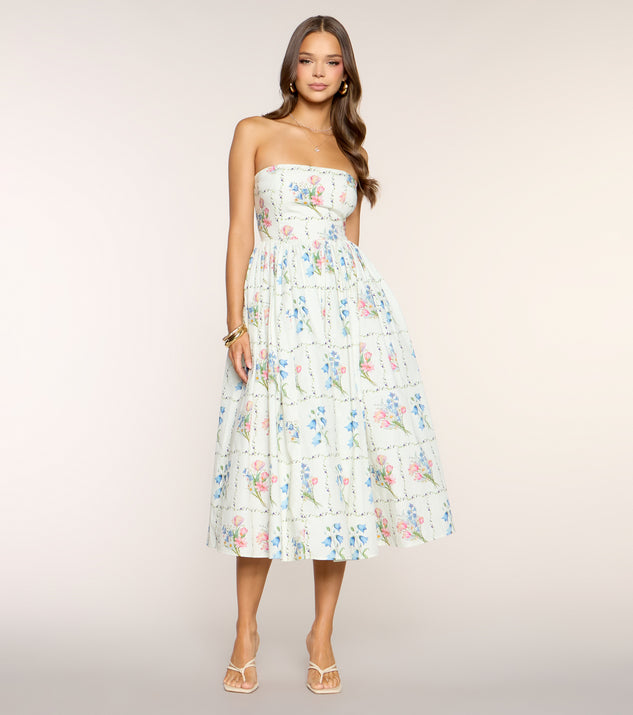 Windsor Café Cutie Floral A-Line Midi Dress