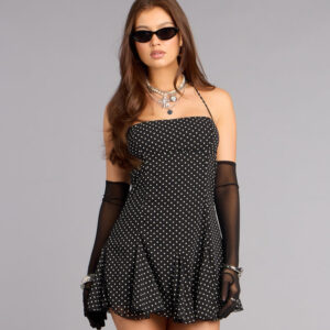 Windsor Café Plans Polka Dot Halter Mini Dress