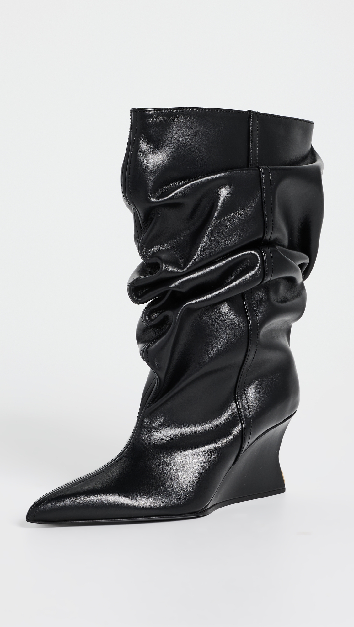 Balmain Calfskin Ankle Wedge Boots