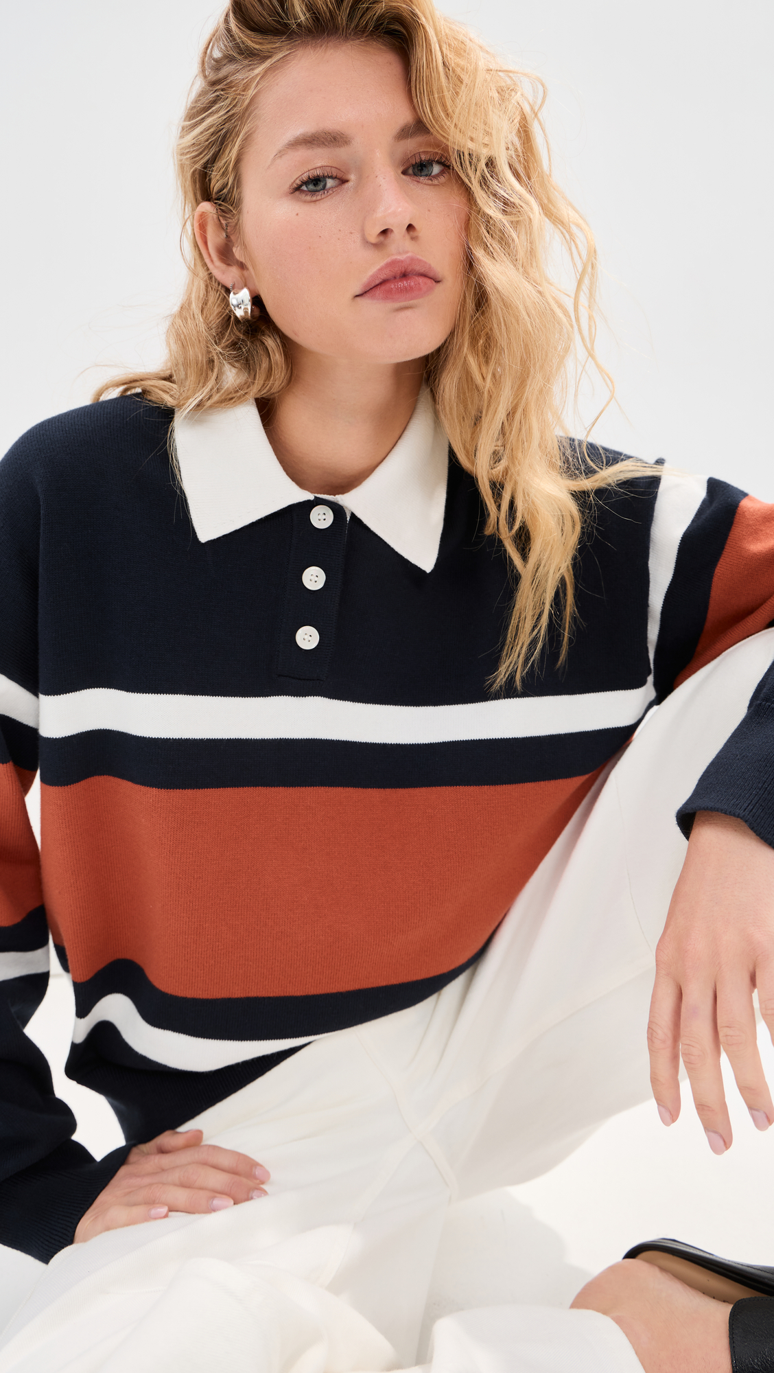State & Lake Cameron Cotton Cashmere Polo Sweater